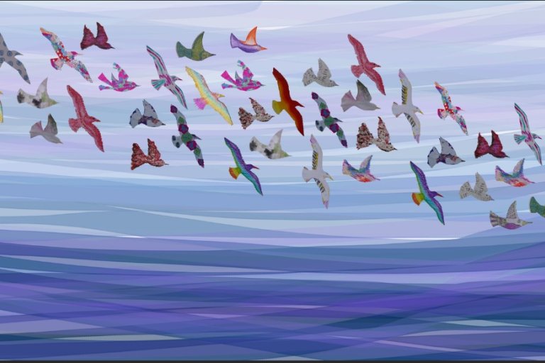 Painting of flying birds 