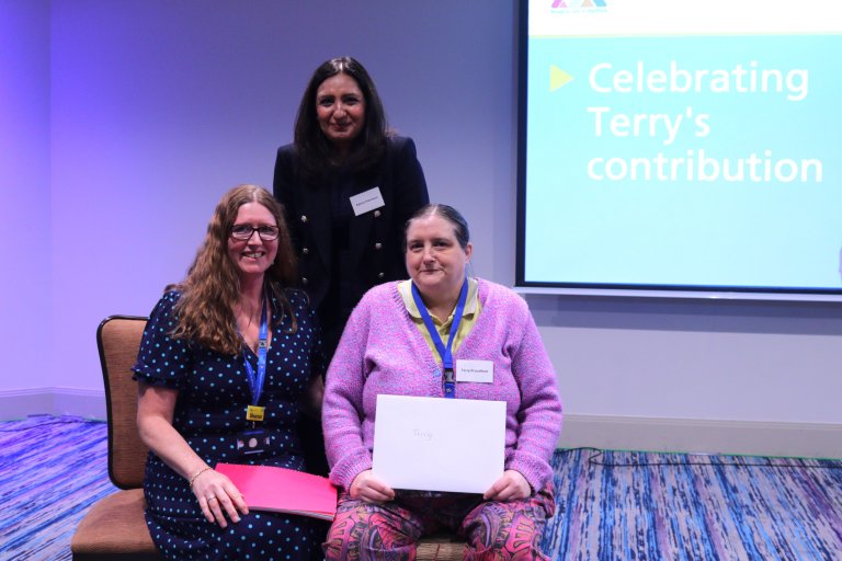 Sharon, Salma and Terry smiling