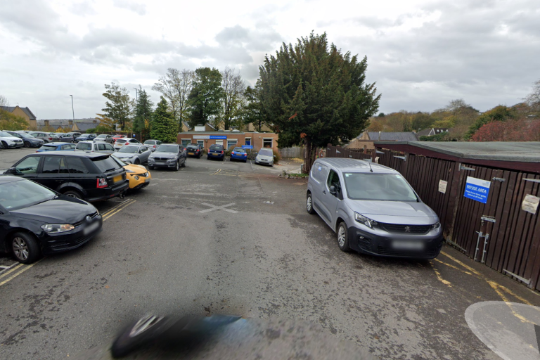 View from Michael Carlisle Centre car park, with the entrance behind you